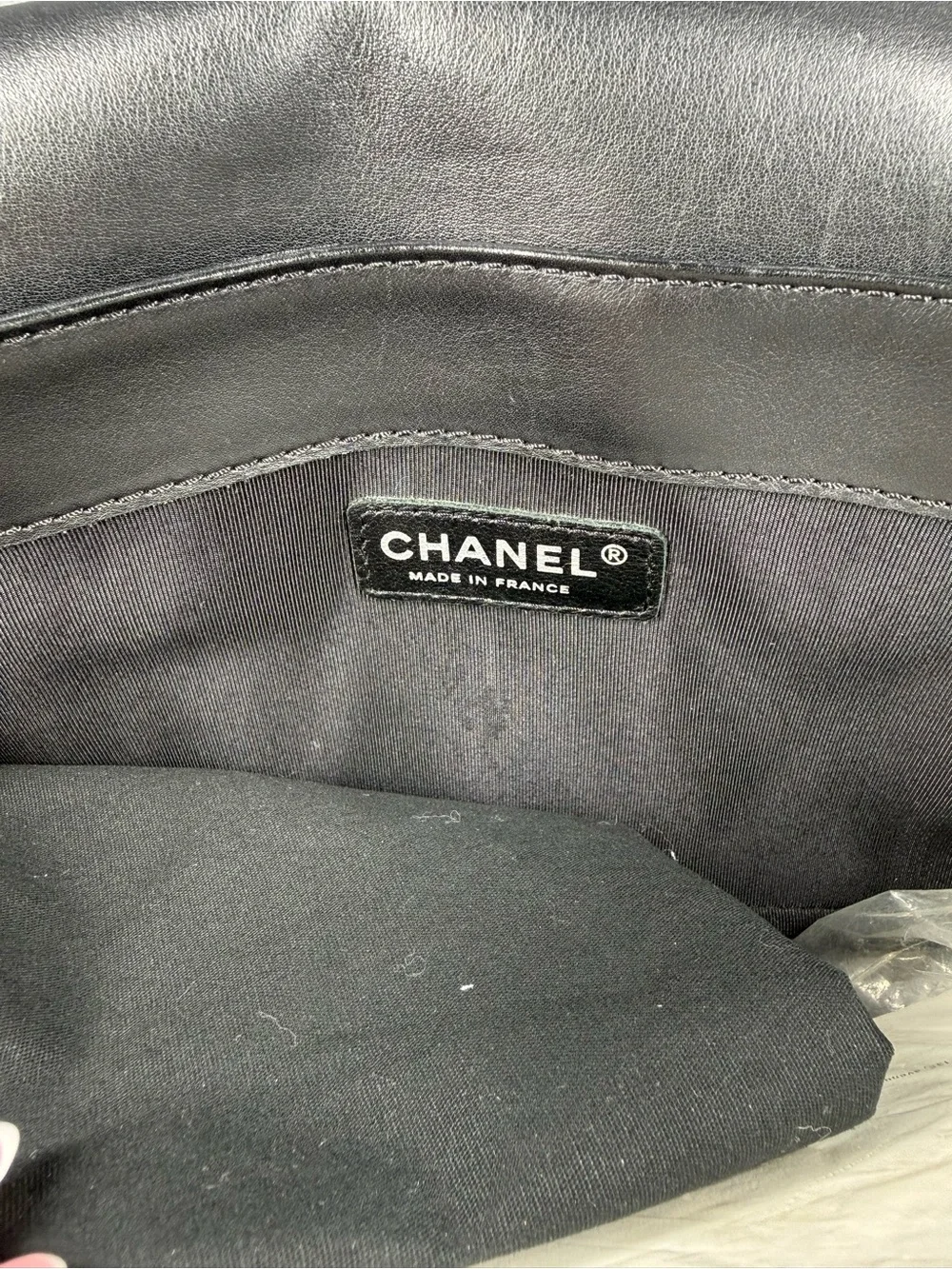 CHANEL Black Patent Leather Quilted Chain Boy Shoulder Bag with Silver Hardware